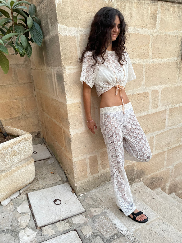 Alfonsina CROP TOP in lace - Ivory -New Pattern!