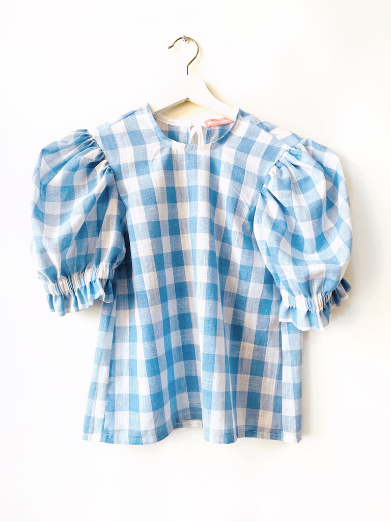 Gingham Charlotte Blouse in Provence Blue