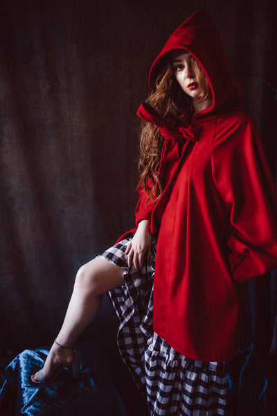 Wallis Pleated Coat with Hood and Bow maisoncorazon