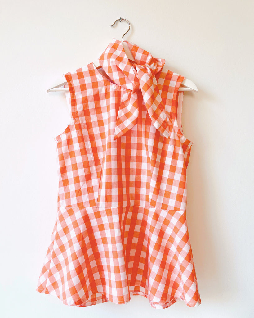 Louise Head Scarf in Burnt Orange Gingham