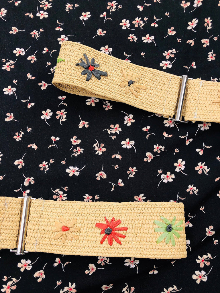 Embroidered Raffia Belt