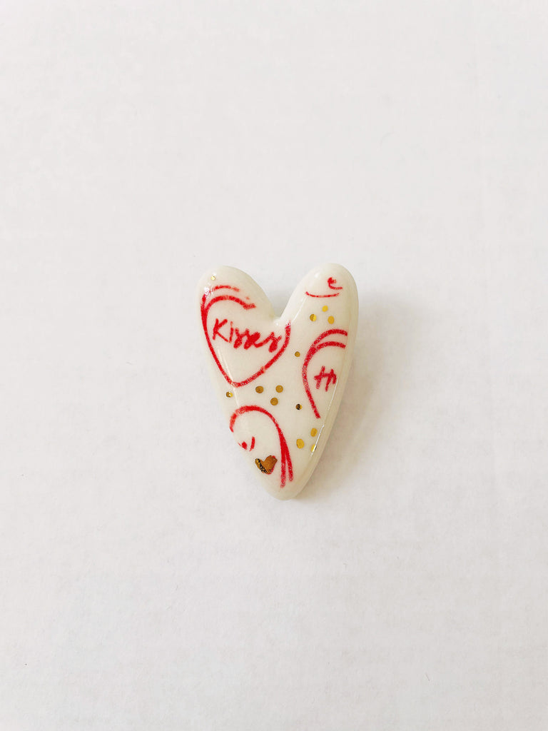 Heart Brooches. Love message. Collaboration with Meg Does Pottery