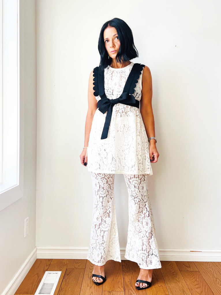 Farrah Lace flared pants - Ivory - New pattern!