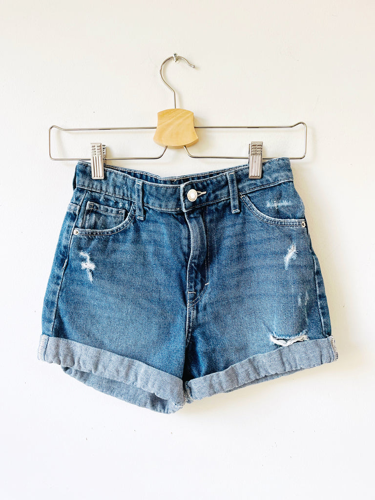 Cuffed & Distressed Denim Shorts - 9-10 years old