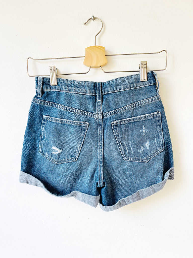 Cuffed & Distressed Denim Shorts - 9-10 years old