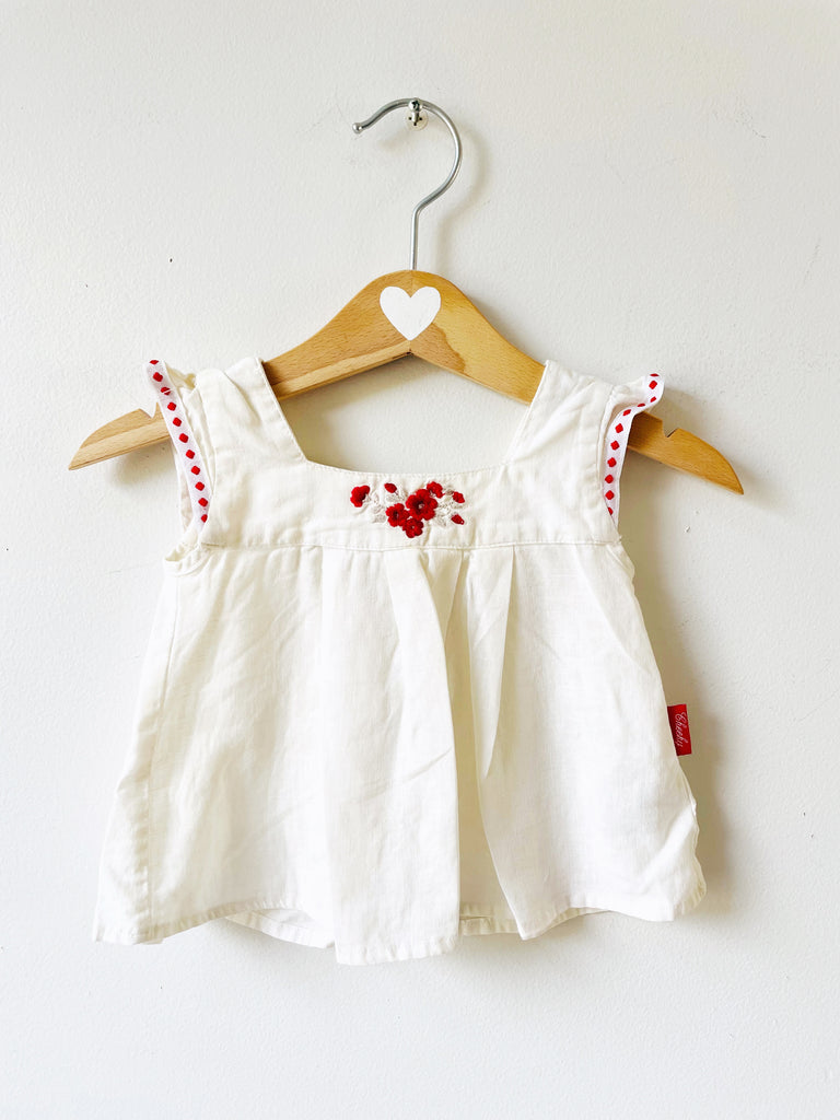 Baby - Set of linen camisole + seersucker bloomers - 3 - 6 months old