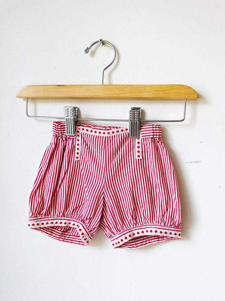 Baby - Set of linen camisole + seersucker bloomers - 3 - 6 months old