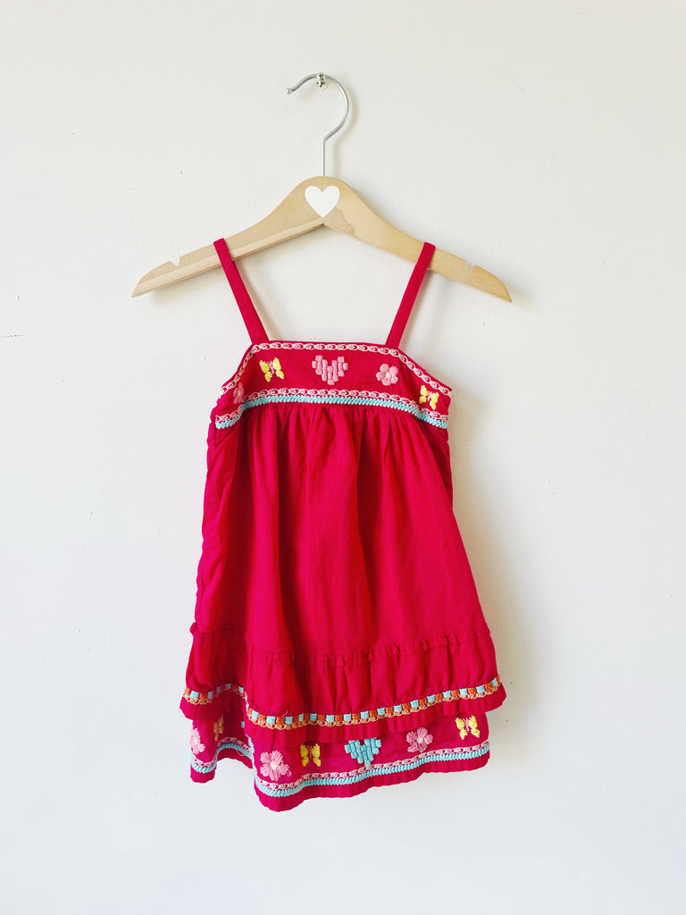 Baby - Red embroidered dress - 12 to 18 months old