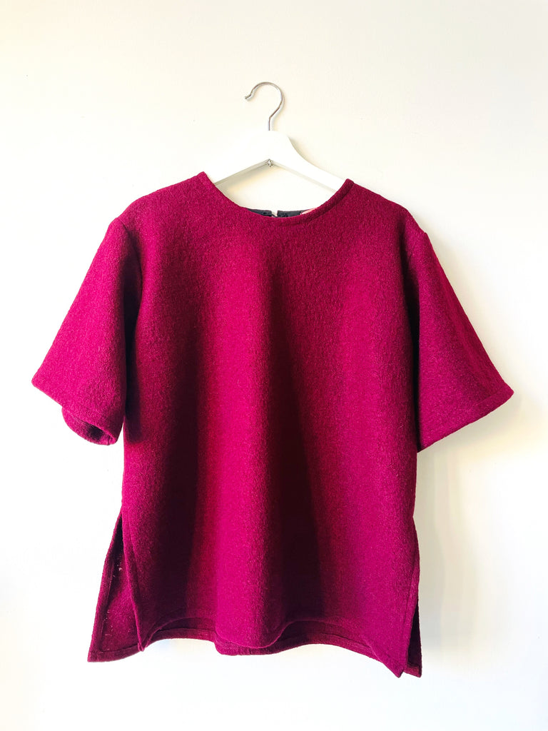 Carine Regular Length in Burgundy Boucle Wool