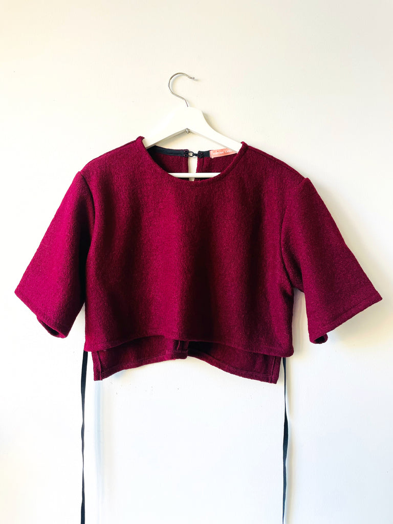 Carine Crop Top in Burgundy Boucle Wool