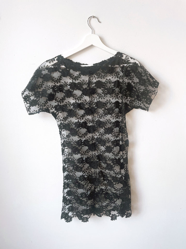 Black Lace Mini Dress Tunic - Fits like XS - SAMPLE