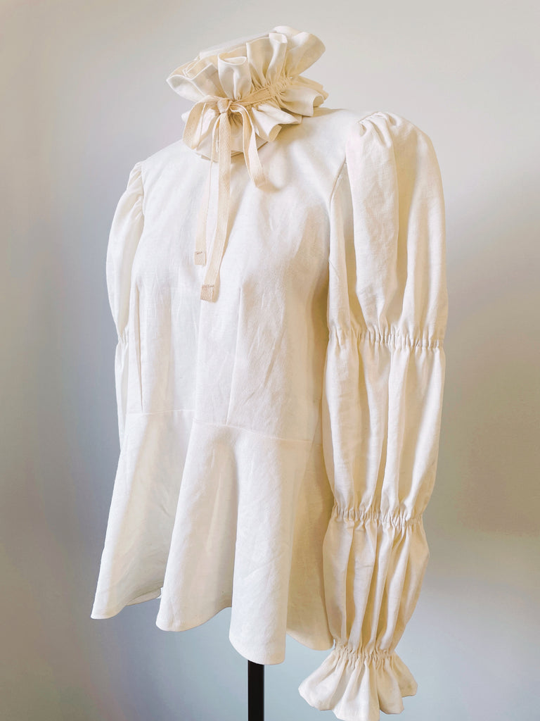 Celine Bubble Sleeve Blouse - Closure  Back