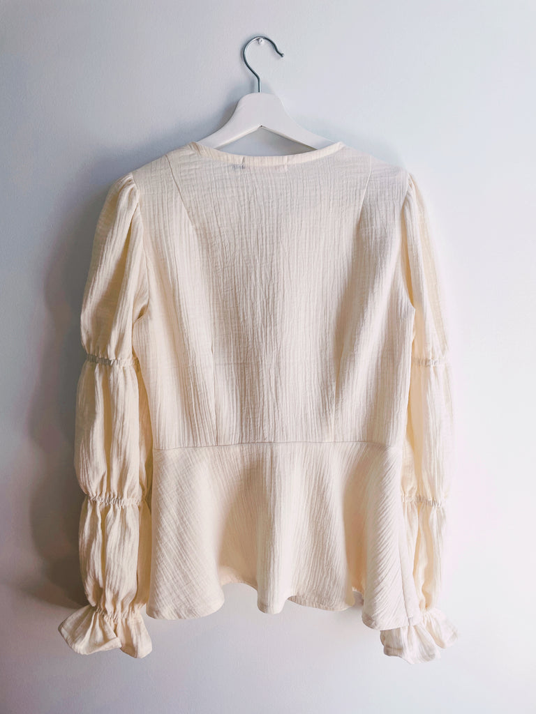Celine Bubble Sleeve Blouse - Closure  Front