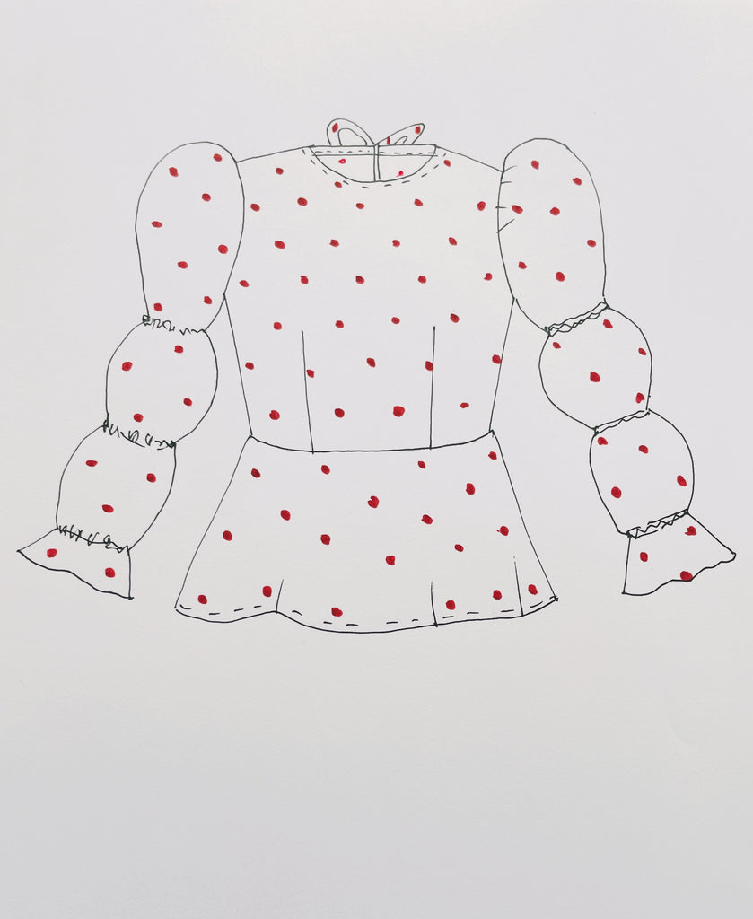 Celine Bubble Sleeve Blouse - Polka Dots