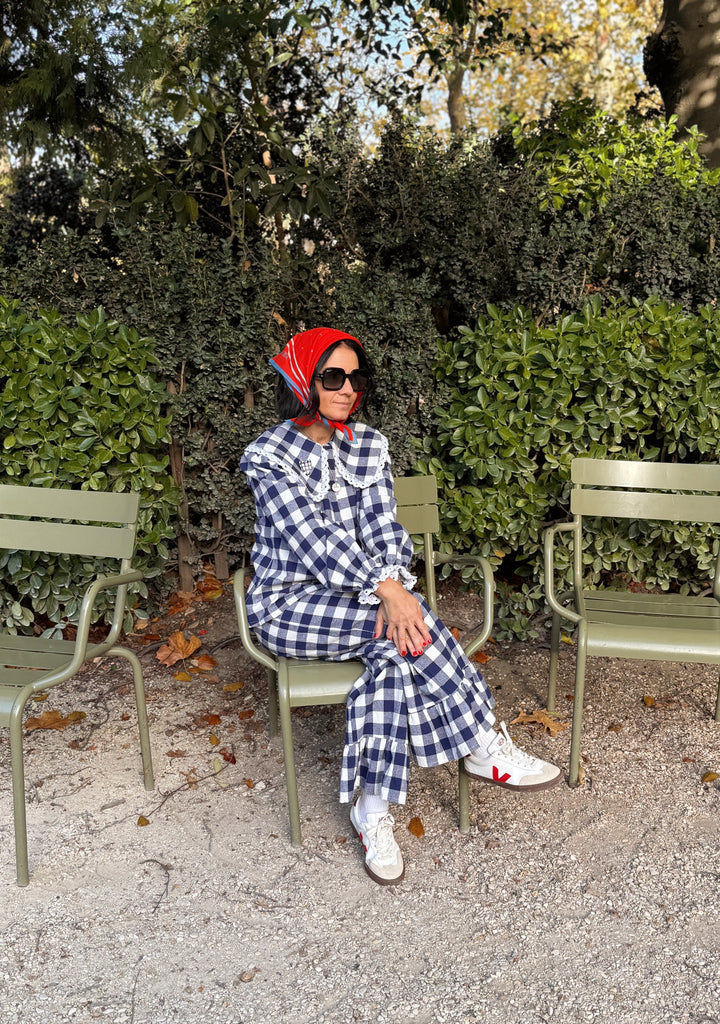 Capucine Ruffle Pants in Organic Cotton - Gingham Pattern (4 colours).