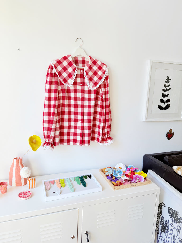 Pauline Statement Collar Blouse - Rouge