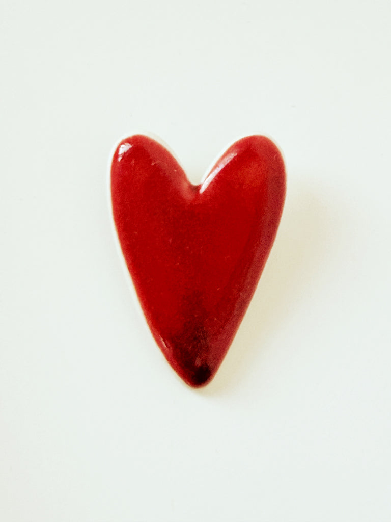 Heart Brooch - Solid Red