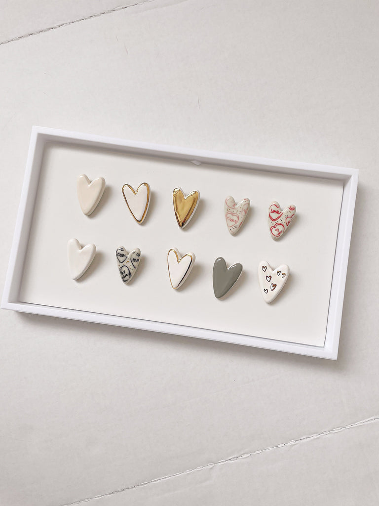 Heart Brooches. Love message. Collaboration with Meg Does Pottery