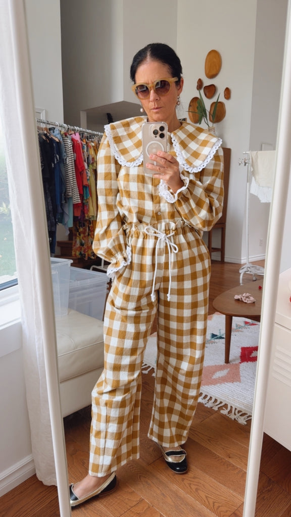 Emmanuelle Barrel Pants - Gingham Pattern ( 4 Colours )