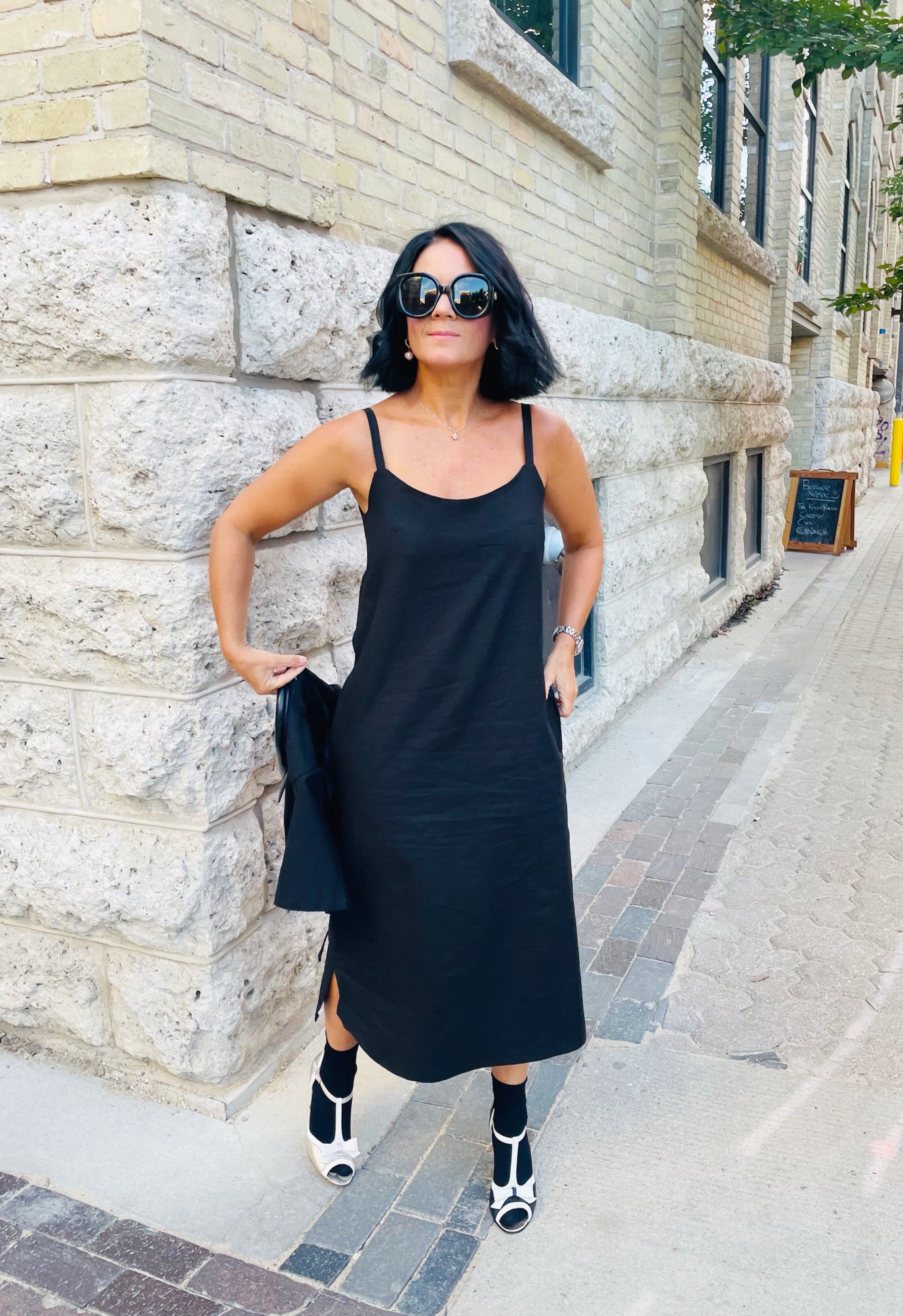 Black Slip Dress - Midi Length maisoncorazon Black Slip Dress - Midi Length maisoncorazon