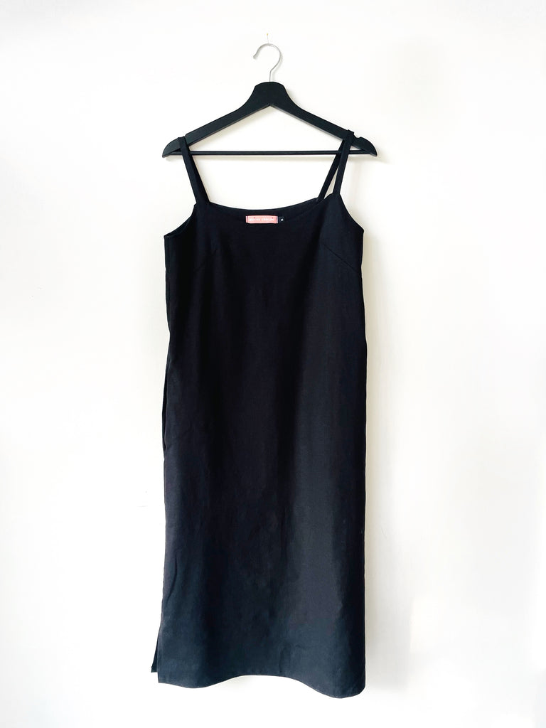 Black Slip Dress - Midi Length