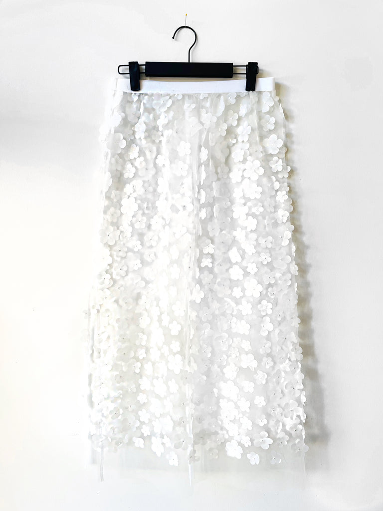 Albina Slip Skirt in Tulle Jasmine flowers