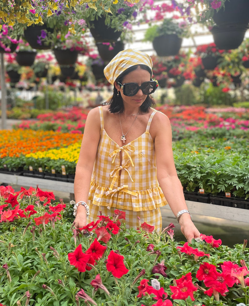 Louise Head Scarf in Yellow Gingham