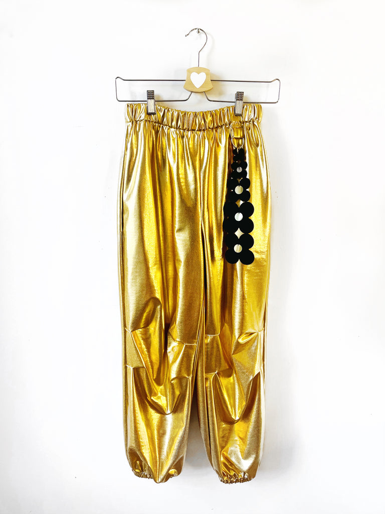 Eivissa Baggy Metallic Pants - Gold