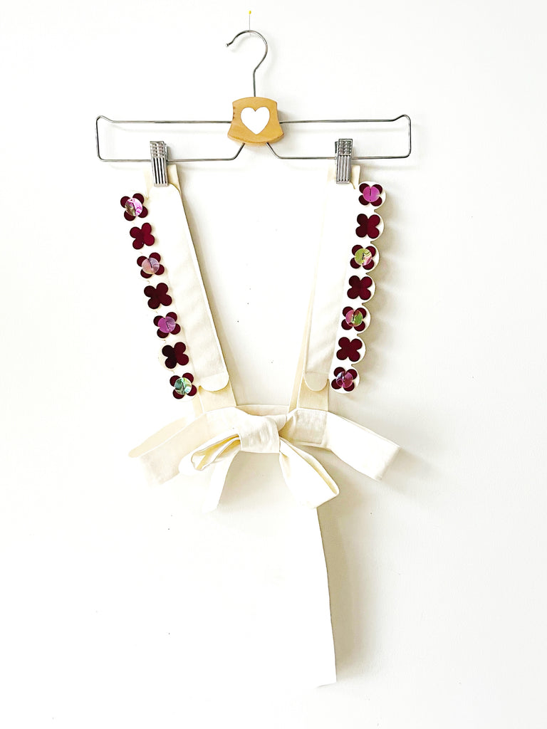 OOAK - The Soft Scallop Harness - Ivory Burgundy combo