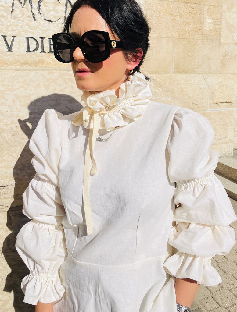Celine Bubble Sleeve Blouse - Closure  Back