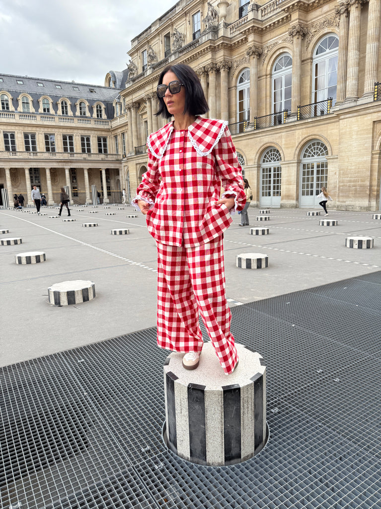 Pauline Statement Collar Blouse - Rouge