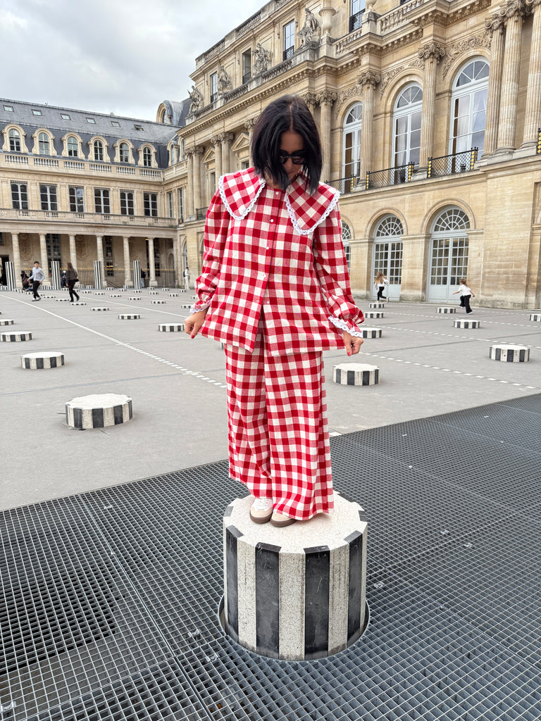 Pauline Statement Collar Blouse - Rouge