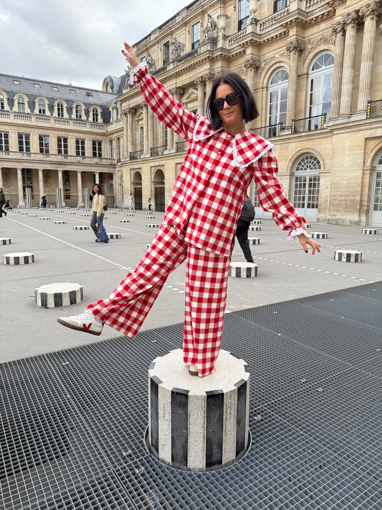 Pauline Statement Collar Blouse - Rouge