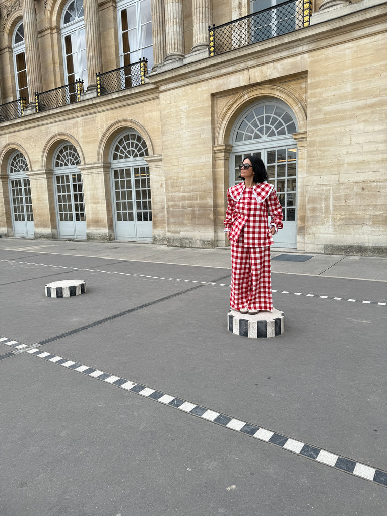 Pauline Statement Collar Blouse - Rouge