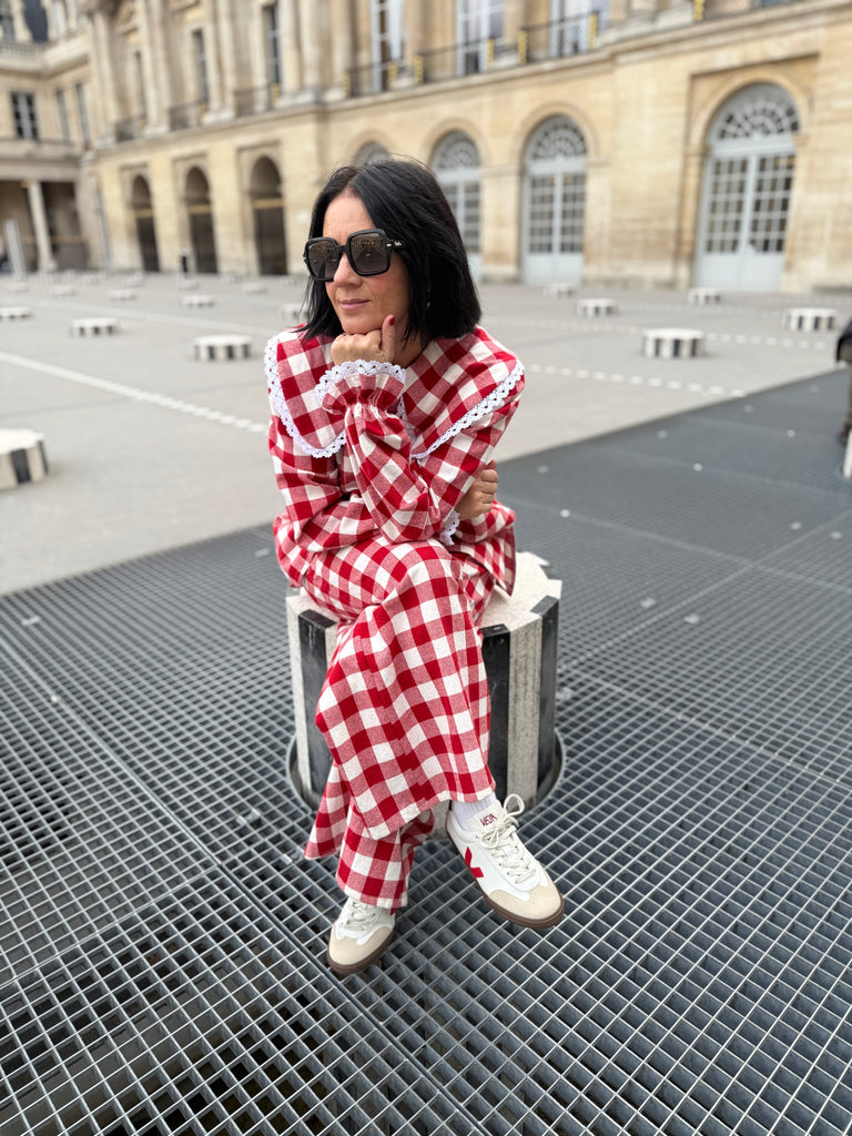 Pauline Statement Collar Blouse - Rouge