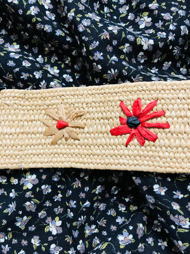 Embroidered Raffia Belt