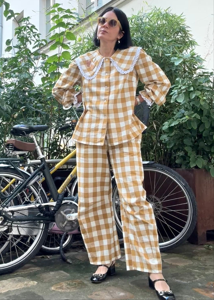 Emmanuelle Barrel Pants - Gingham Pattern ( 4 Colours )