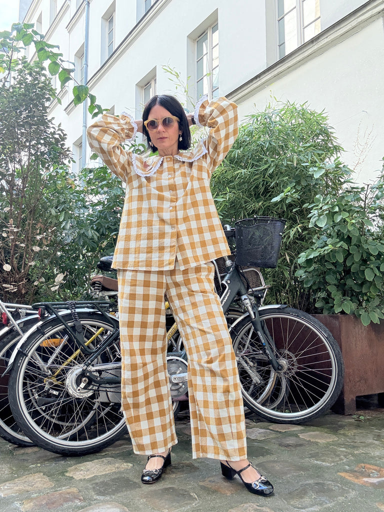 Emmanuelle Barrel Pants - Gingham Pattern ( 4 Colours )