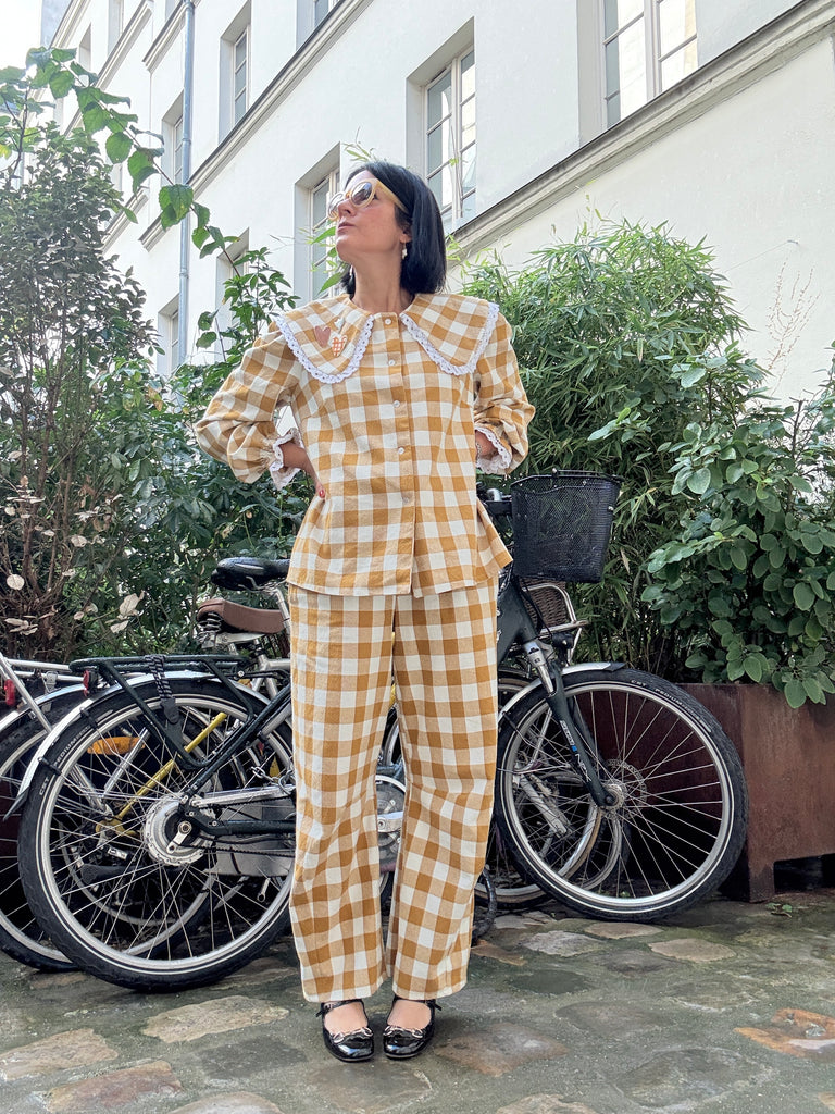 Emmanuelle Barrel Pants - Gingham Pattern ( 4 Colours )