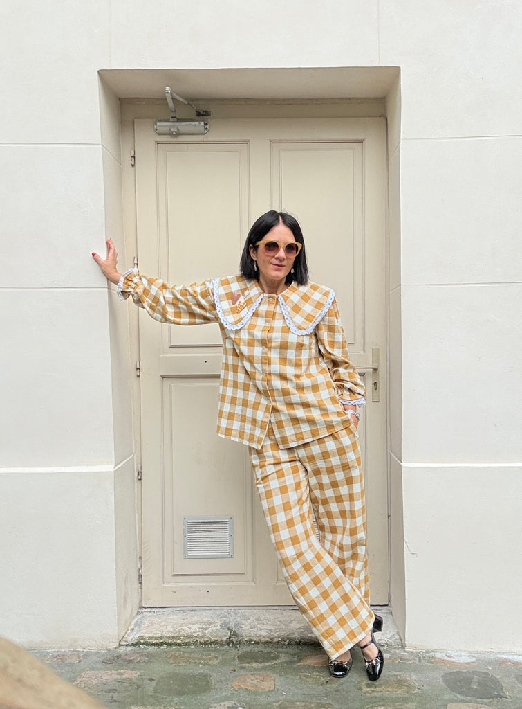 Emmanuelle Barrel Pants - Gingham Pattern ( 4 Colours )