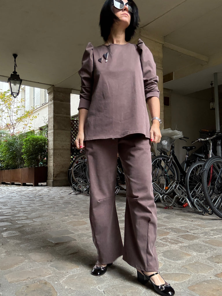 Emmanuelle Barrel Pants - Lyocell Cotton Twill Stretch - Mousse Chocolat