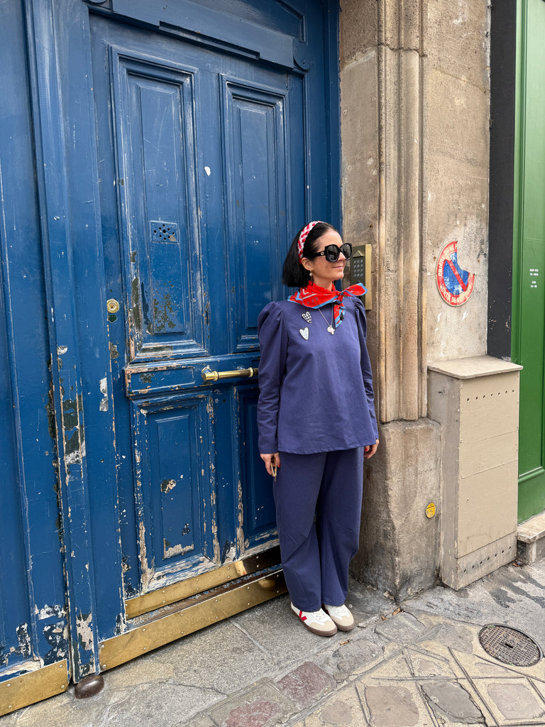 Emmanuelle Barrel Pants - Tencel Cotton Twill Stretch - Bill Blue