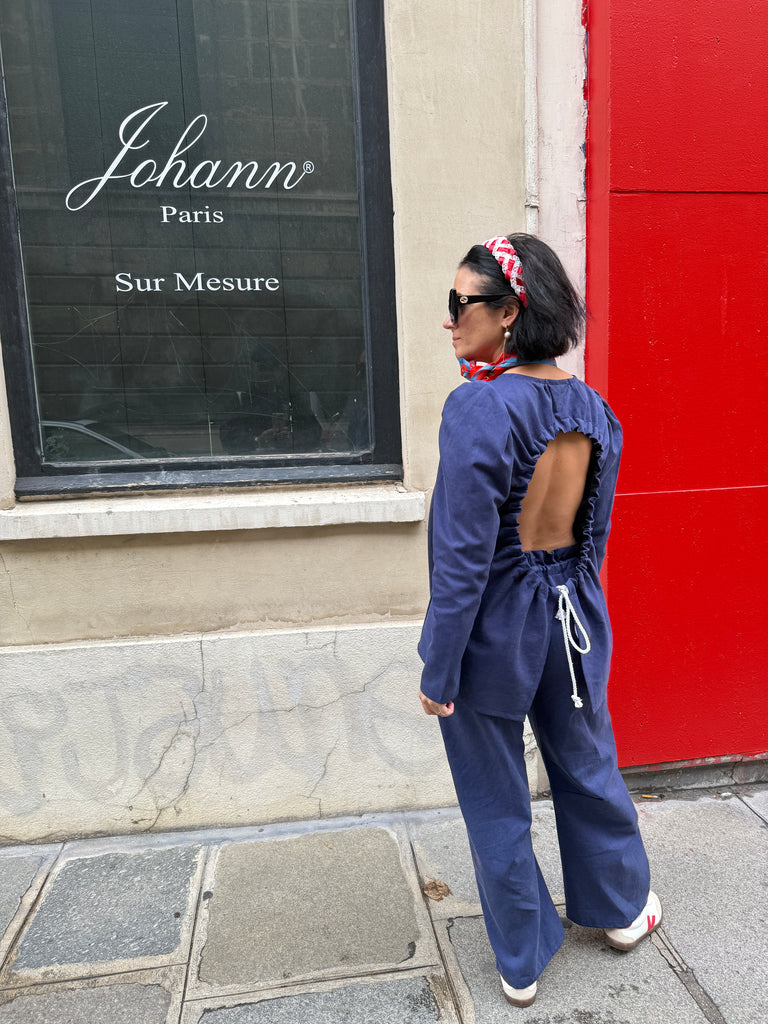 Emmanuelle Barrel Pants - Tencel Cotton Twill Stretch - Bill Blue