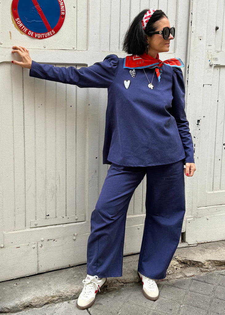 Emmanuelle Barrel Pants - Tencel Cotton Twill Stretch - Bill Blue