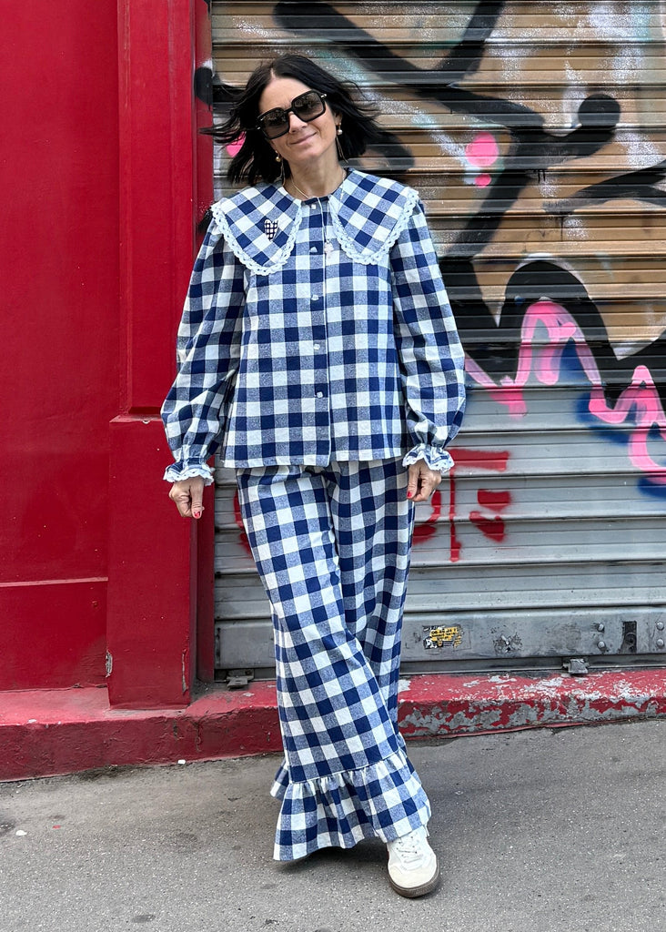 Capucine Ruffle Pants in Organic Cotton - Gingham Pattern (4 colours).