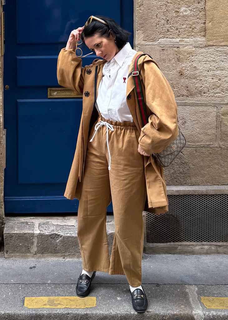 Emmanuelle Barrel Pants - Tencel Cotton Twill Stretch - Tan