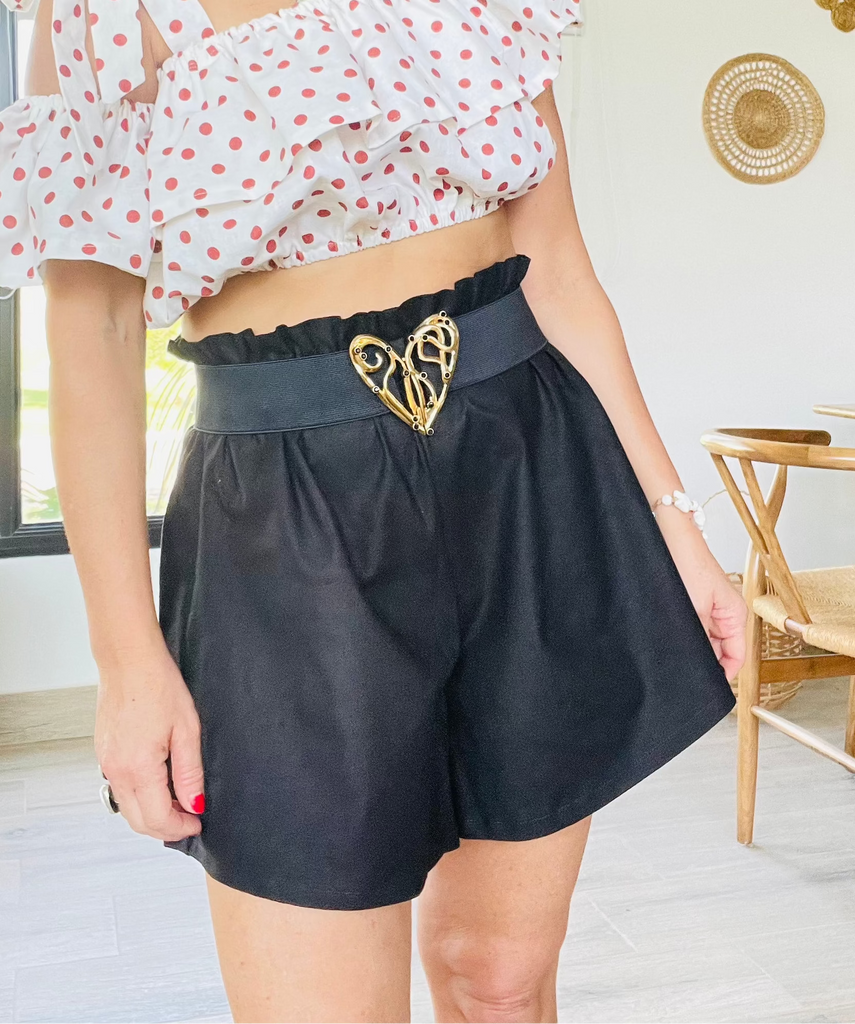 Daisy Bell Shorts in Black linen/cotton blend