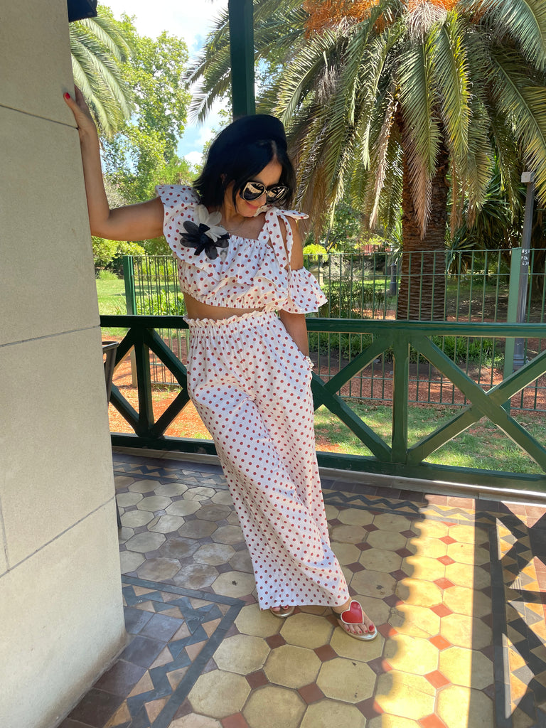 Romeo Wide Leg Pants In Polka Dots