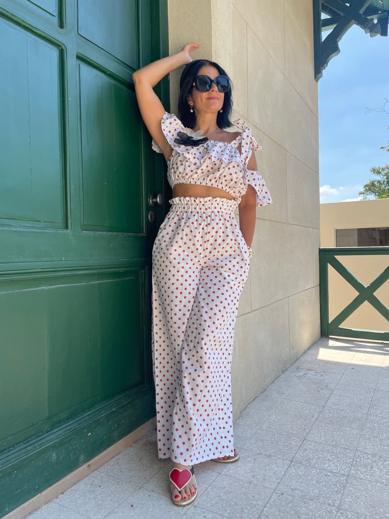 Romeo Wide Leg Pants In Polka Dots