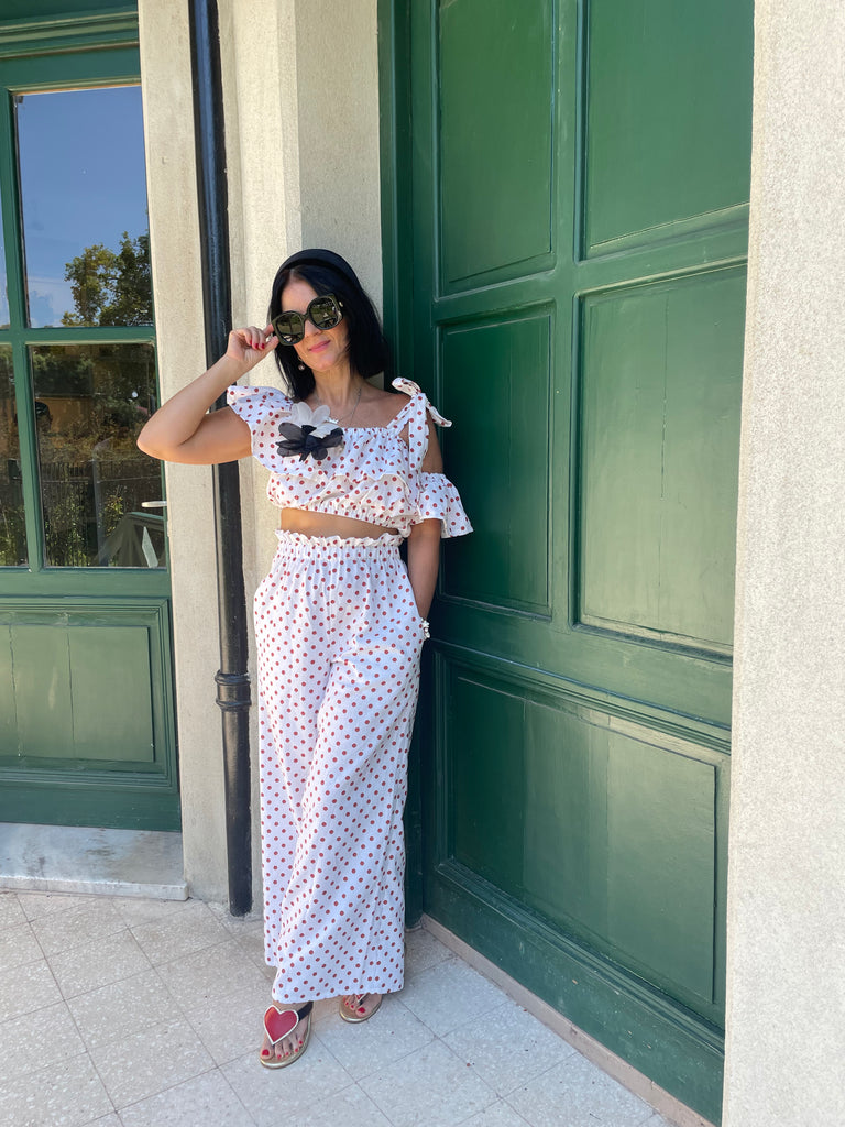 Romeo Wide Leg Pants In Polka Dots